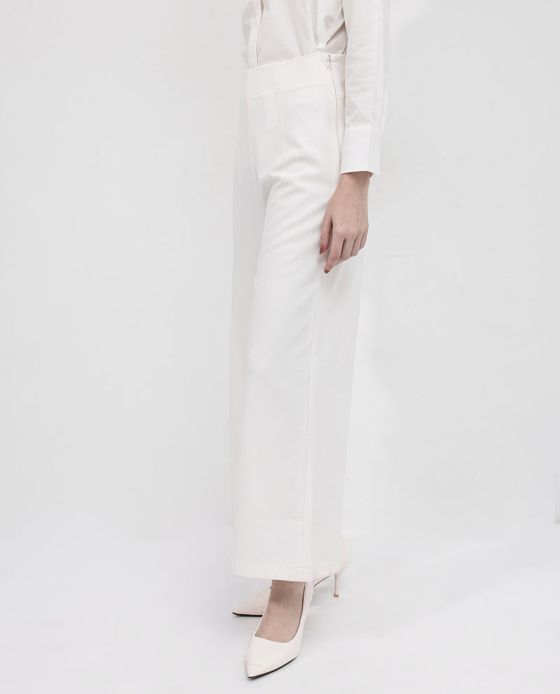 Rareism Women'S Noahti White Cotton Fabric Trouser