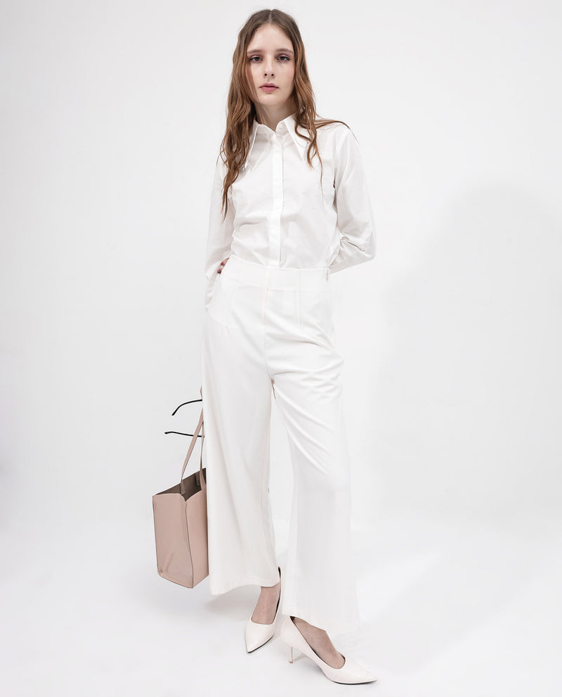 Rareism Women'S Noahti White Cotton Fabric Trouser