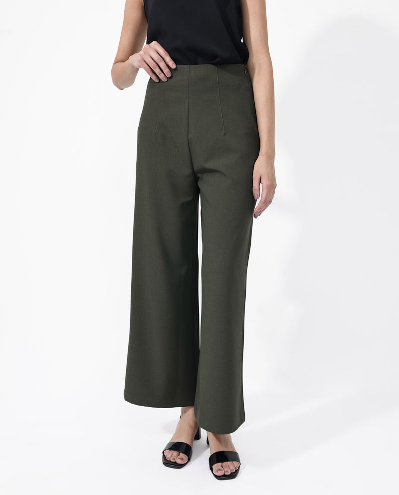 Rareism Women'S Vintage High-Waisted Flared Pants With Pronounced Seams