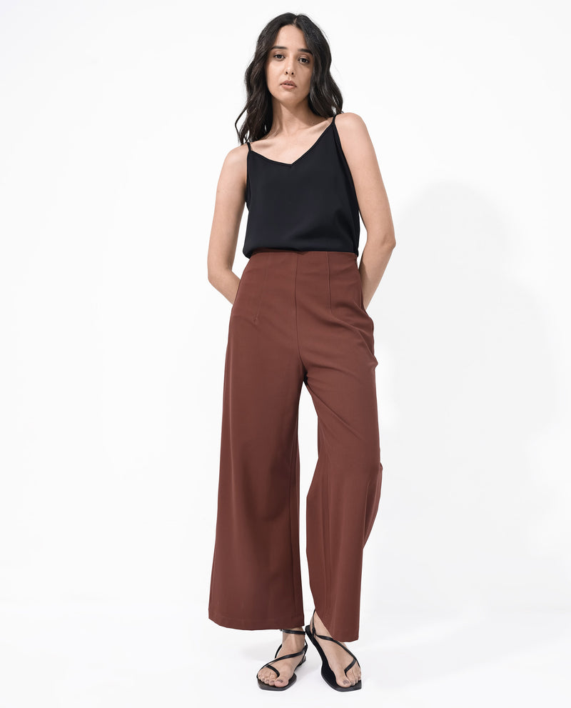 Rareism Women'S Vintage High-Waisted Flared Pants With Pronounced Seams