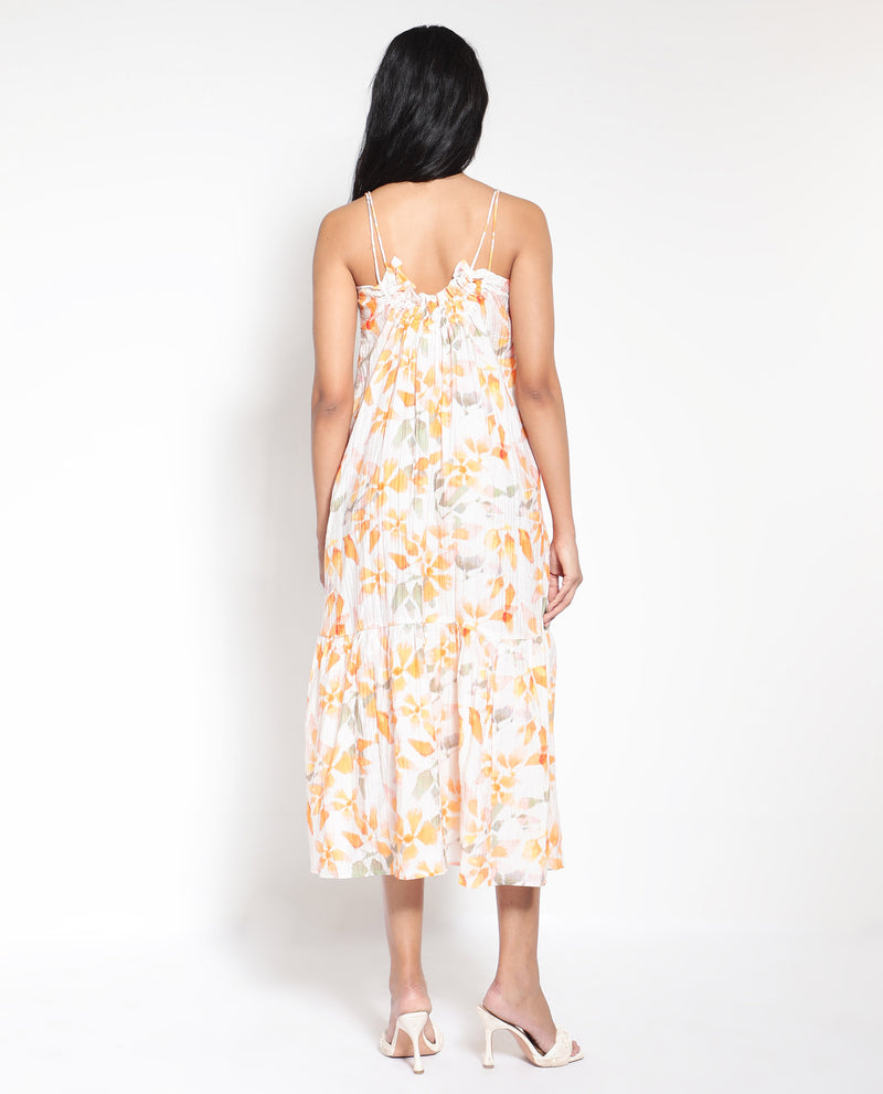 Rareism Women's Pavia Multi Sleeveless Shoulder Straps Tie Up A-Line Floral Print Maxi Dress