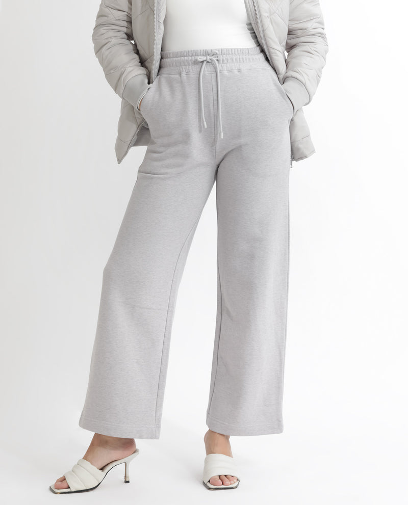 Rareism Articale Women'S Pazoo F Melange Grey Cotton Blend Fabric Drawstring Closure Flared Fit Plain Ankle Length Track Pant