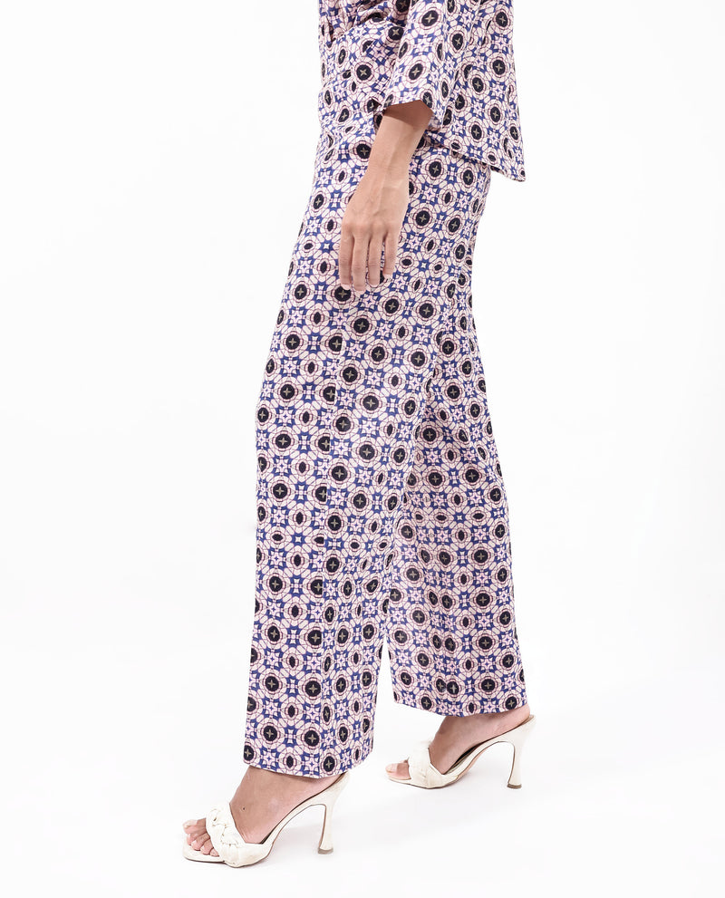 Rareism Women'S Rinatao-B Dark Multi Straight Fit Geometric Print Ankle Length Trouser