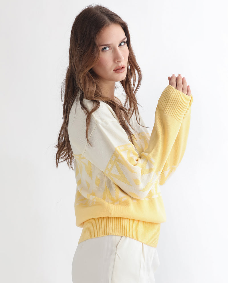 RAREISM WOMEN'S RONNIE YELLOW SWEATER FULL SLEEVE V-NECK SOLID