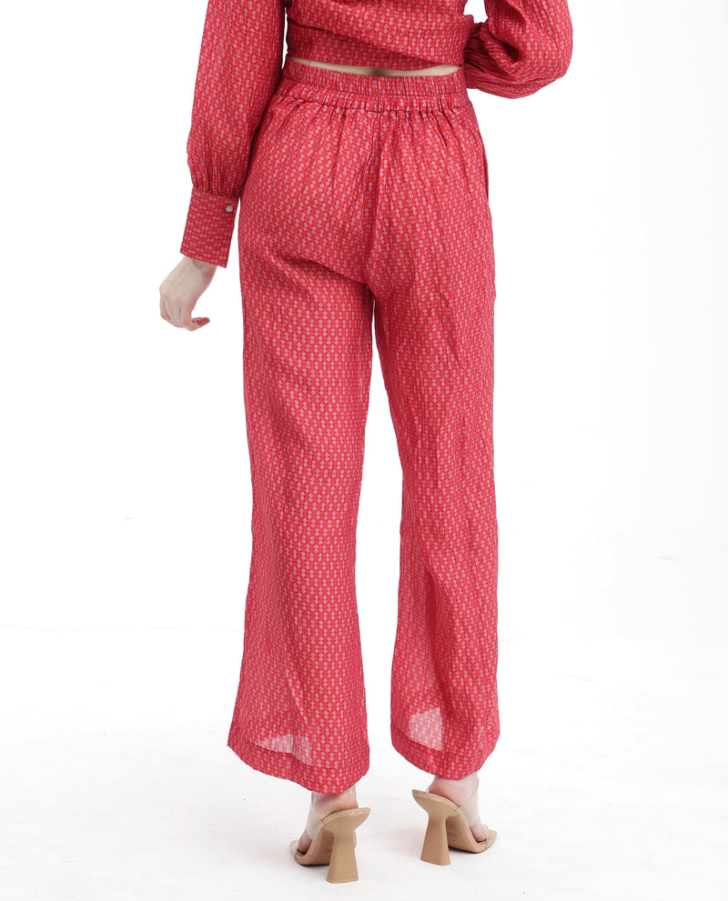 Rareism Women'S Rusha-B Red Rayon Nylon Fabric Regular Length Trouser