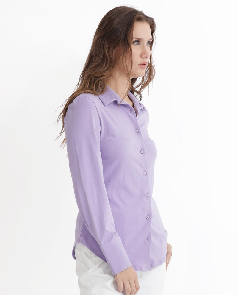 Rareism Women'S Spie Pastel Purple  Regular Sleeve Shirt Collar Solid Shirt