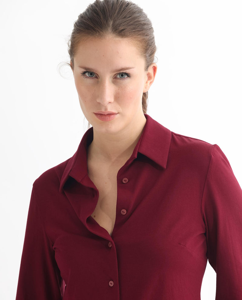 Rareism Women's Spie Maroon  Regular Sleeve Collared Neck Solid Shirt