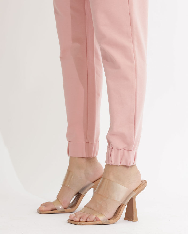 Rareism Women'S Terac Light Orange Cotton Lycra Fabric Regular Fit Solid Mid Rise Ankle Length Track Pant