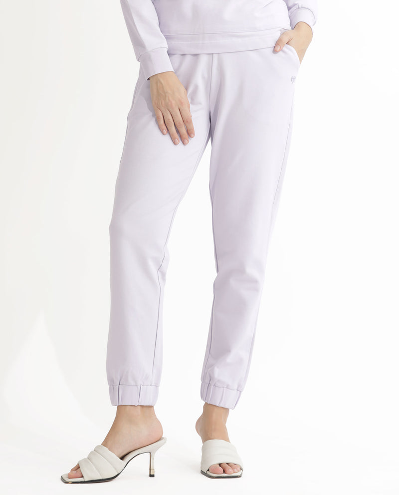 Rareism Articale Women'S Terac Pastel Purple Cotton Lycra Fabric Drawstring Closure Regular Fit Plain Ankle Length Track Pant
