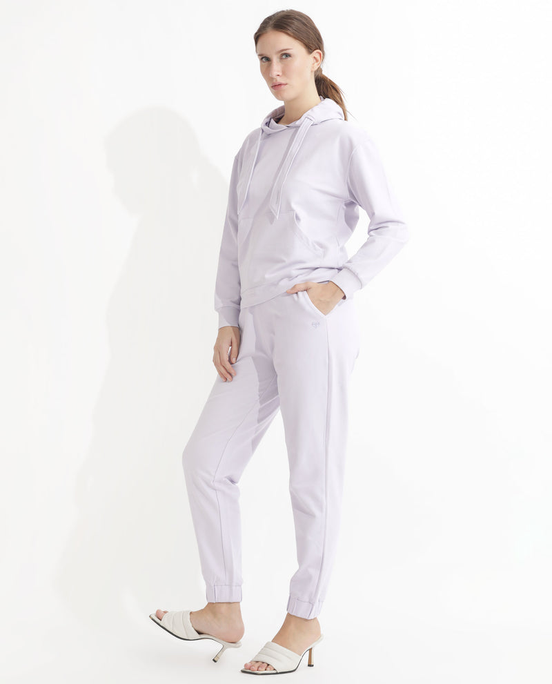 Rareism Articale Women'S Terac Pastel Purple Cotton Lycra Fabric Drawstring Closure Regular Fit Plain Ankle Length Track Pant