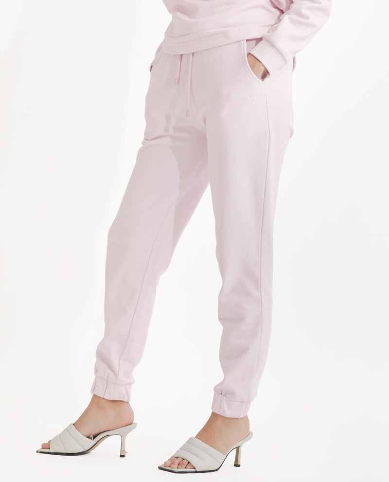 Rareism Women'S Terac T Light Pink Poly Cotton Fabric Regular Fit Solid Mid Rise Ankle Length Track Pant
