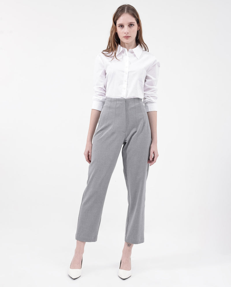 Rareism Women'S Thompson Grey Cotton Fabric Trouser