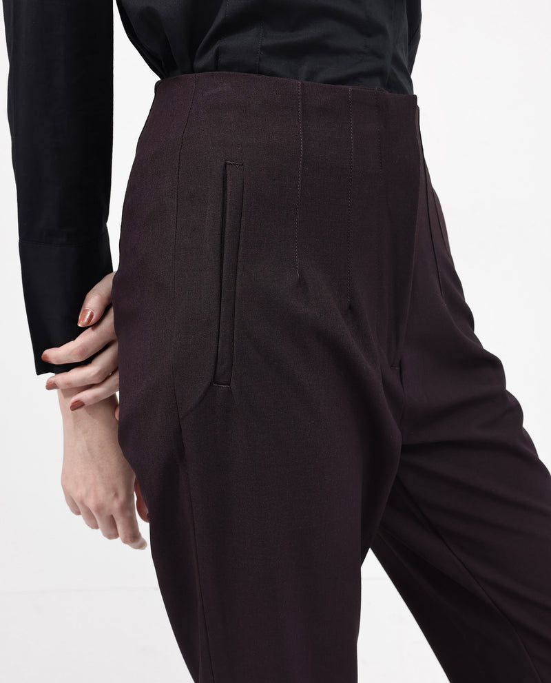 Rareism Women'S Thompson Maroon Cotton Fabric Trouser