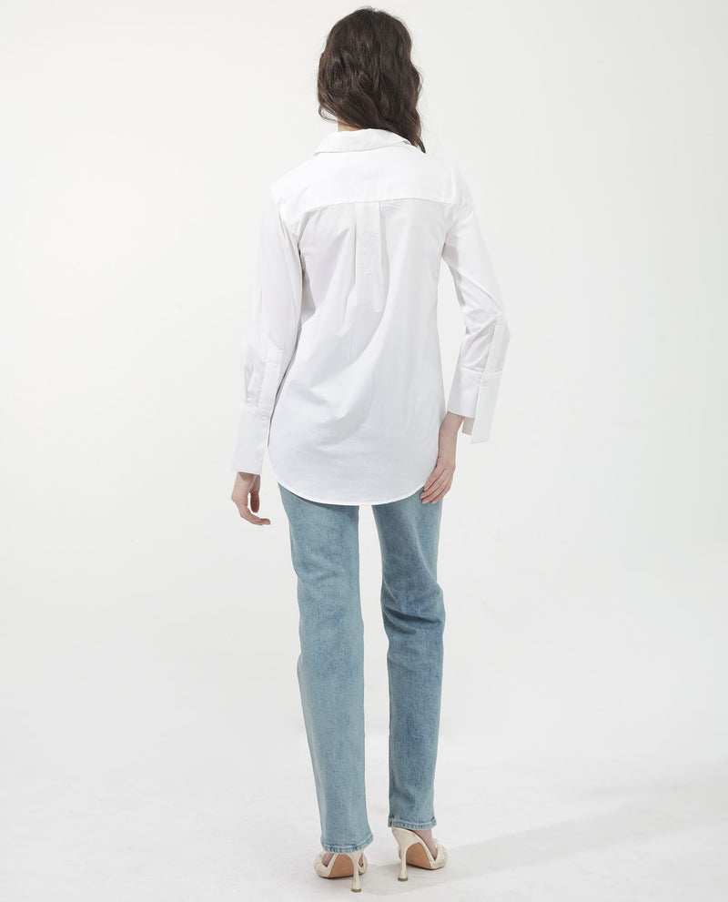 Rareism Women'S Tottori White Cotton Fabric Full Sleeve Collared Neck   Solid Shirt