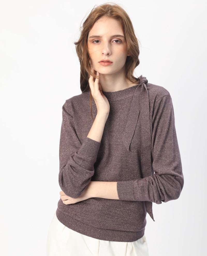 Rareism Women's Zener Pastel Purple Acrylic Fabric Full Sleeves High Neck Regular Fit Plain Sweater