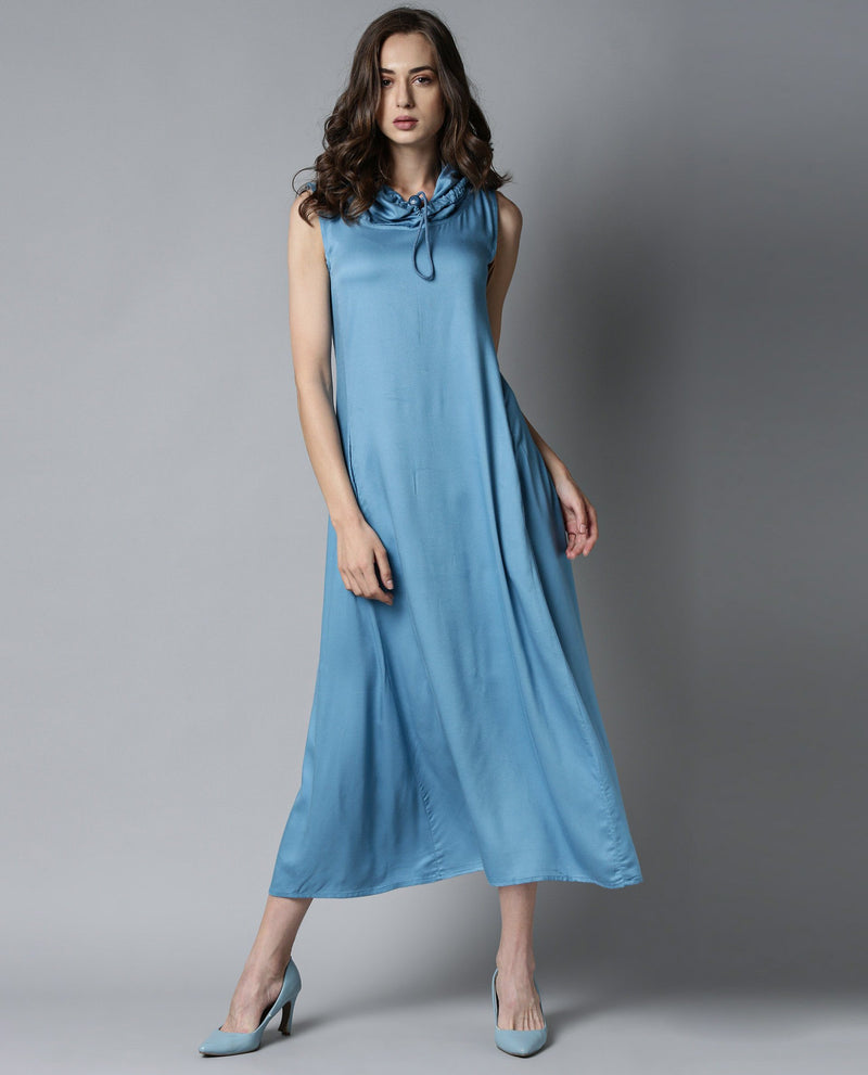 CRUISE- VISCOSE PLAIN WOMEN'S LONG DRESS - BLUE