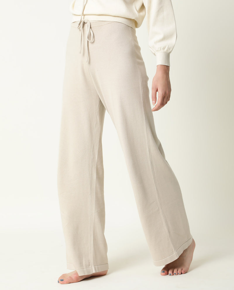 RAREISM WOMEN'S FINNET TRACK BEIGE TRACK PANT COTTON FABRIC  SOLID