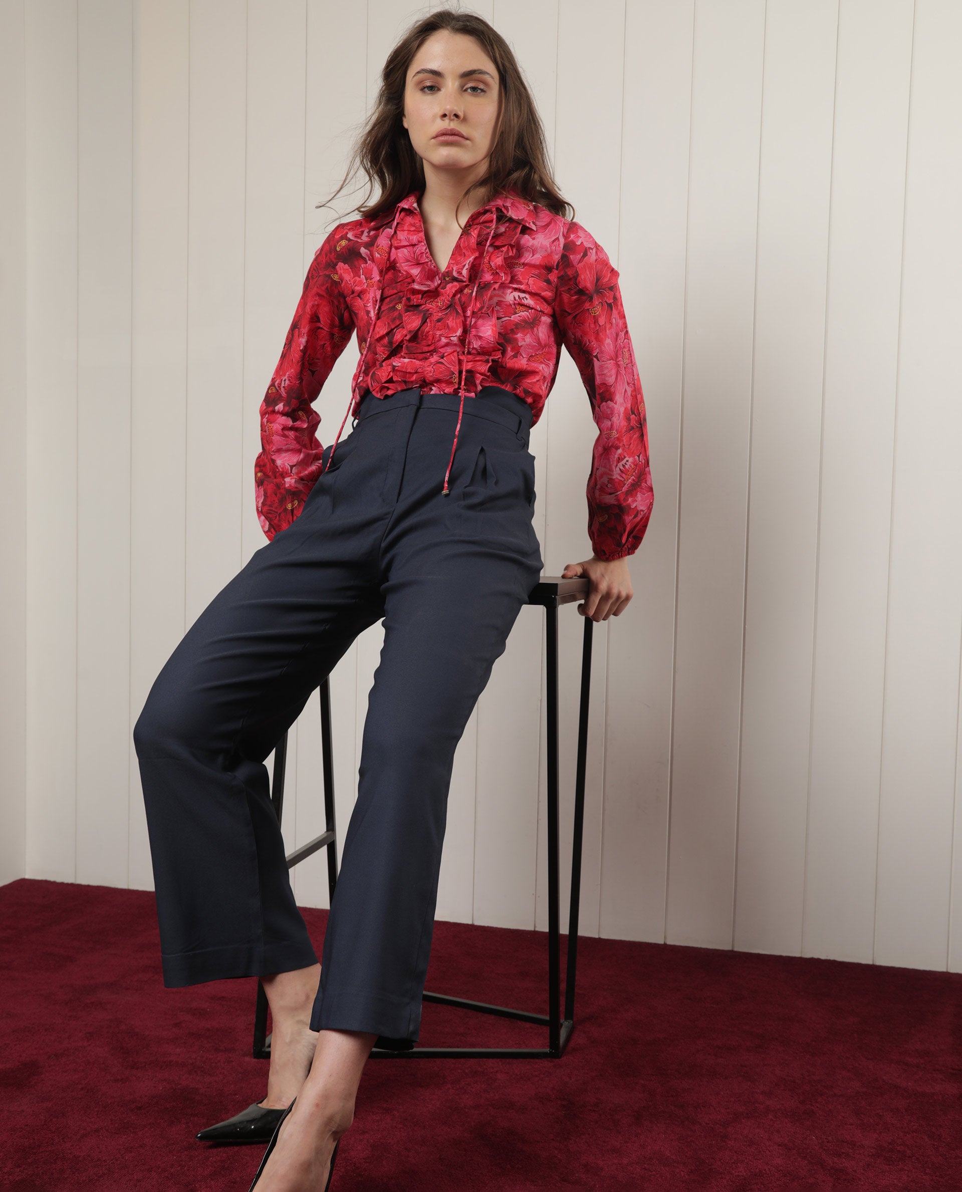 Buy Gerua Beige Polyester Trousers for Women Online @ Tata CLiQ