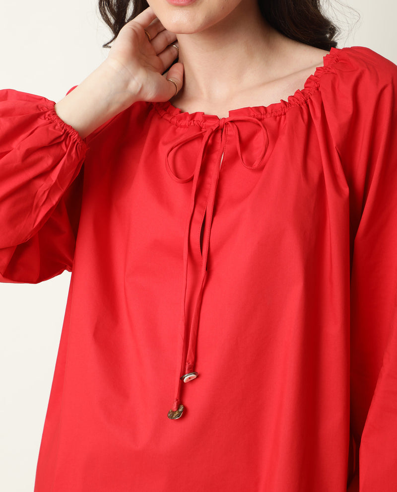 SAPIE- PLAIN WOMEN'S SHORT DRESS - RED