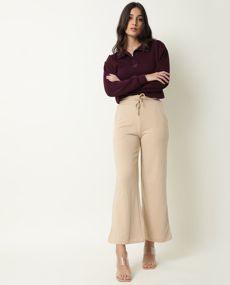 PAZO-1- PLAIN FLARED FIT WOMEN'S TRACK PANT - BEIGE