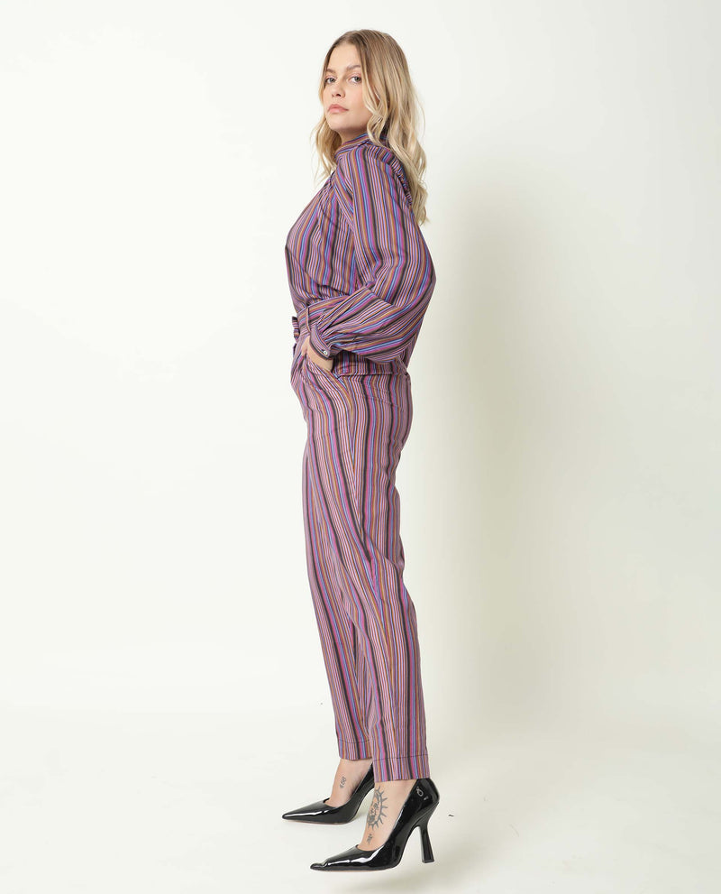 STRIPED HIGH WAIST  TAPERED TROUSER