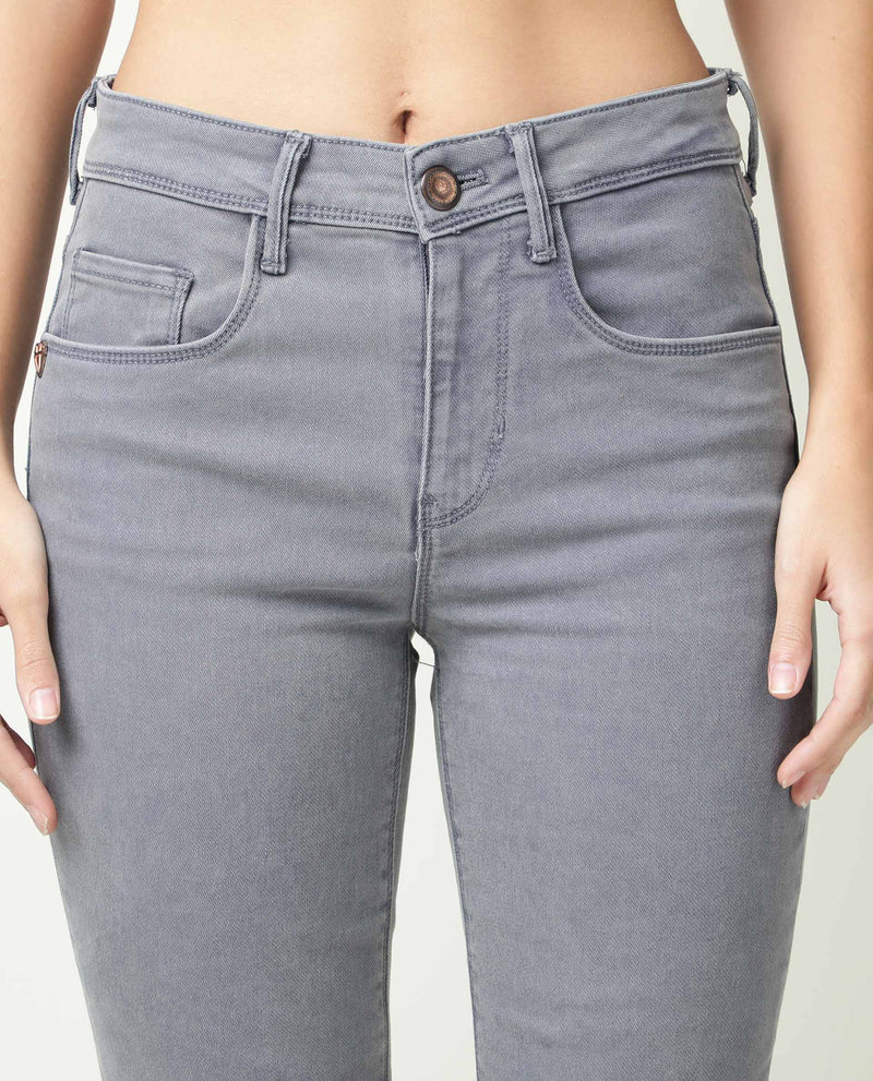 RAREISM WOMENS GARA GREY JEANS Cotton Elastic FABRIC Regular FIT Zipper CLOSURE High Rise WAIST RISE Ankle Length