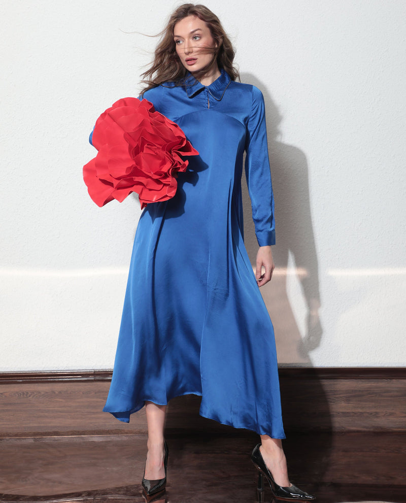 RAREISM WOMEN'S GALAXYY BLUE DRESS MODAL FABRIC  SOLID