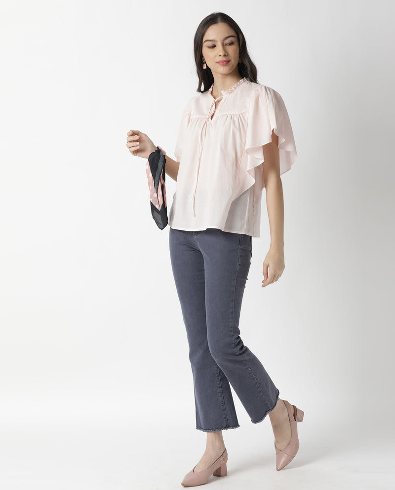 ZUES-WOMENS SOLID TOP-PINK