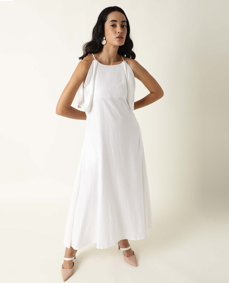 ACRON- PLAIN SLEEVELESS WOMEN'S LONG DRESS - WHITE